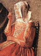 VERMEER VAN DELFT, Jan A Lady Drinking and a Gentleman (detail)  edte oil painting
